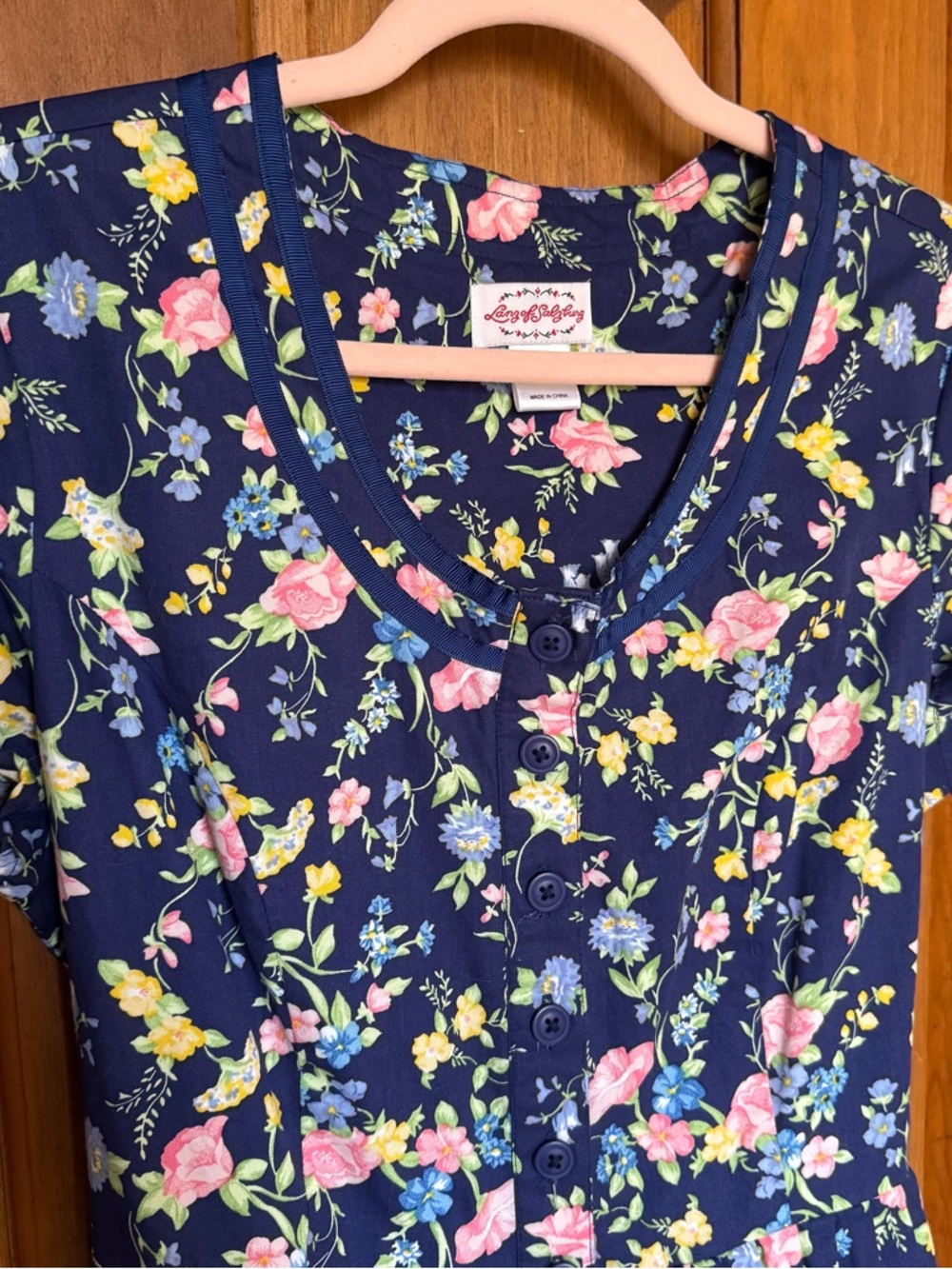 Vintage Lanz of Salzburg blue floral cottagecore midi dress size M - Picture 3 of 4